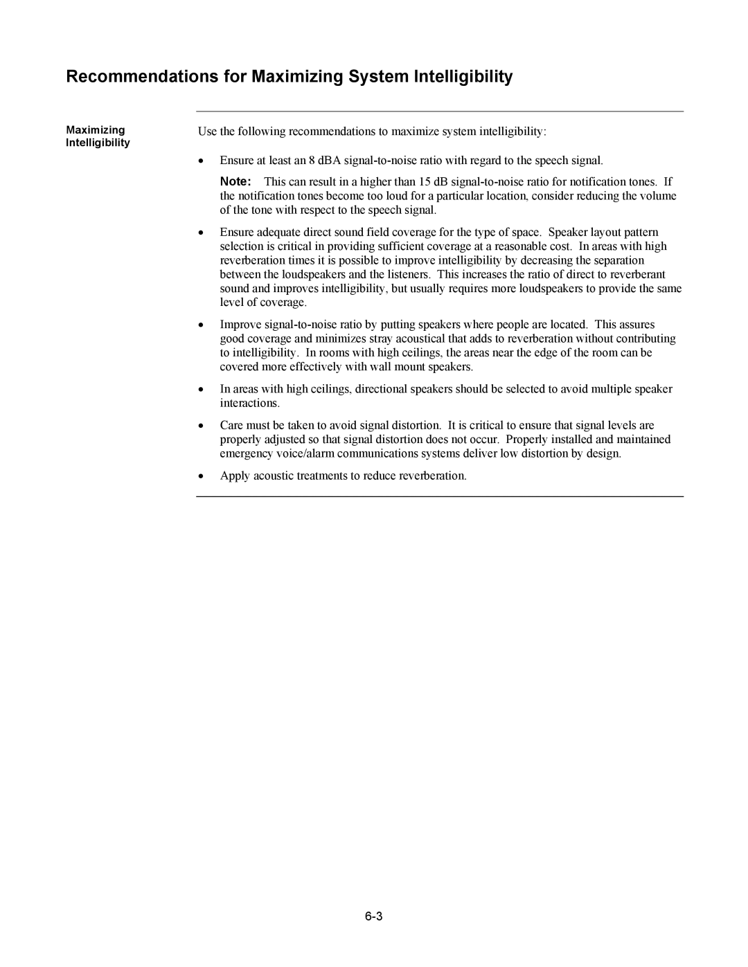 Tyco 579-769 specifications Recommendations for Maximizing System Intelligibility 