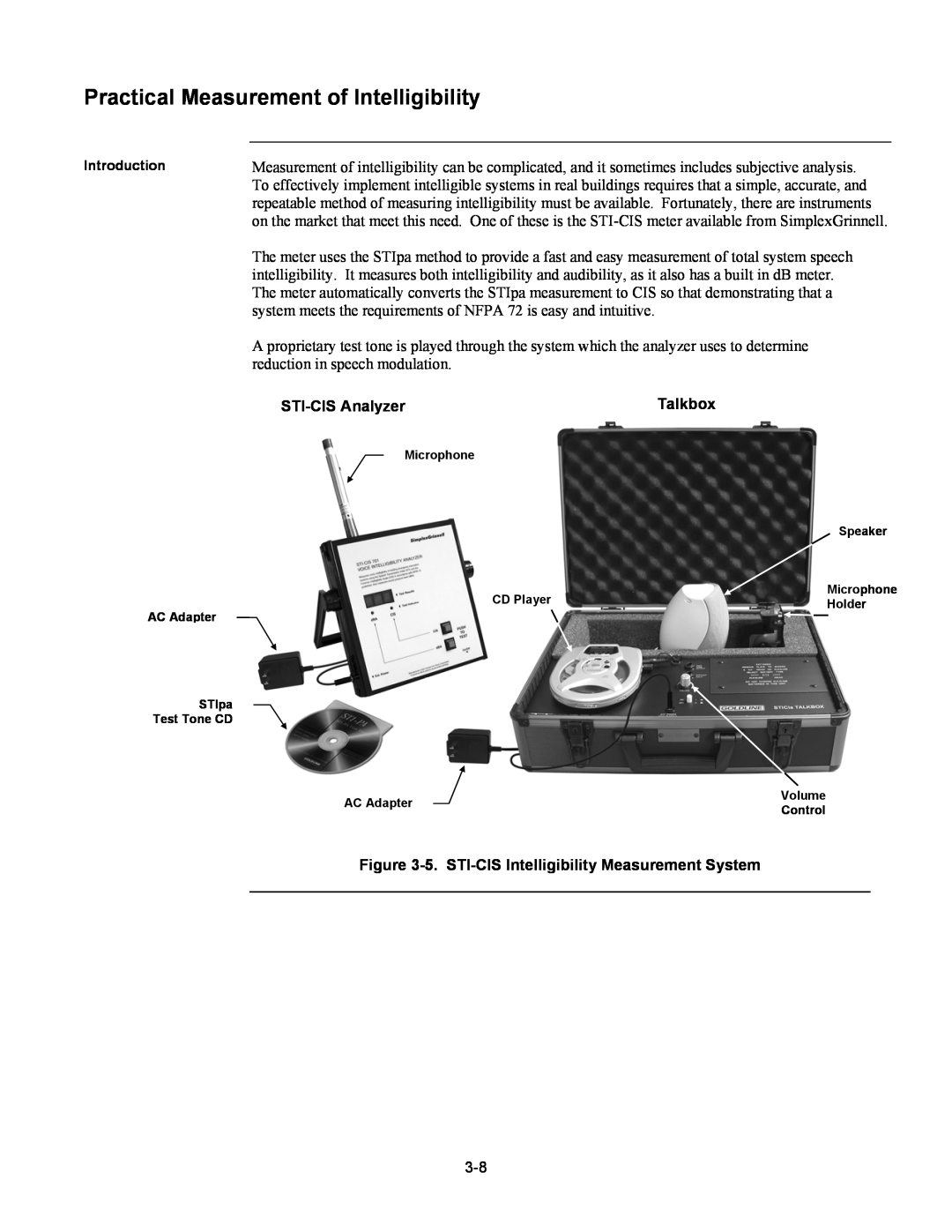 Tyco 579-769 specifications Practical Measurement of Intelligibility, STI-CISAnalyzer, Talkbox 