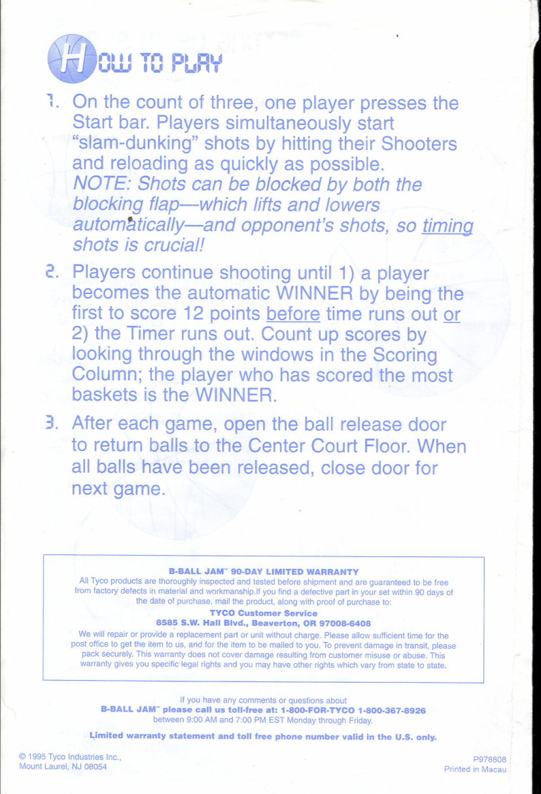 Tyco 7146 manual T.-.cau, 8U-L8- ,-u, autom~tically-and opponents shots, so timing shots is crucial, basketsis the WINNER 