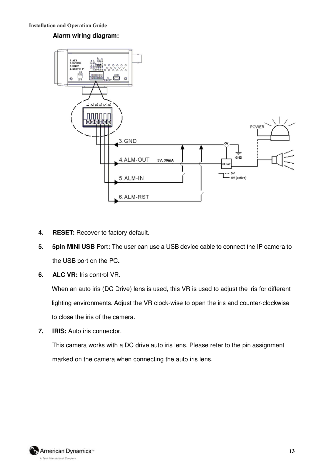 Tyco 8200-2646-00 B0 manual Alarm wiring diagram 