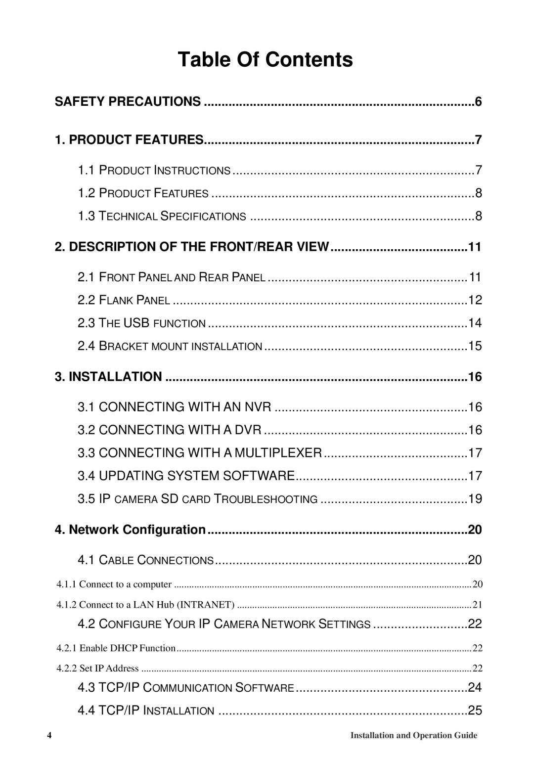 Tyco 8200-2646-00 B0 manual Table Of Contents 