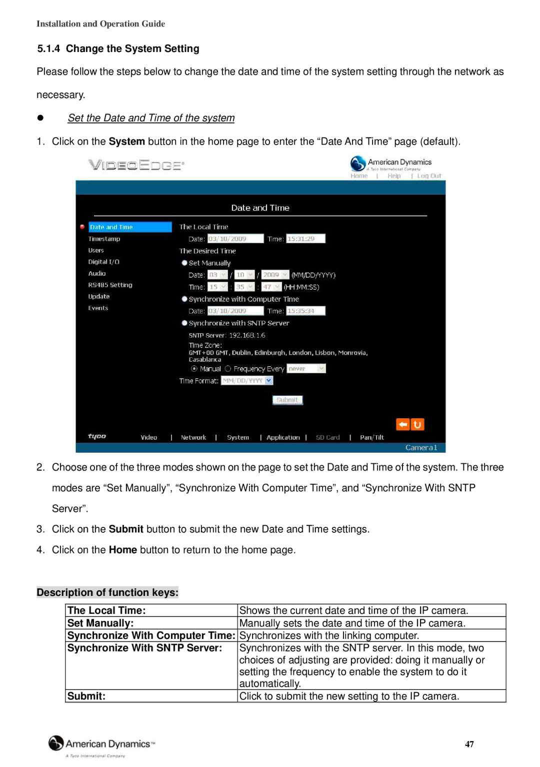 Tyco 8200-2646-00 B0 manual Change the System Setting, Set the Date and Time of the system, Set Manually 