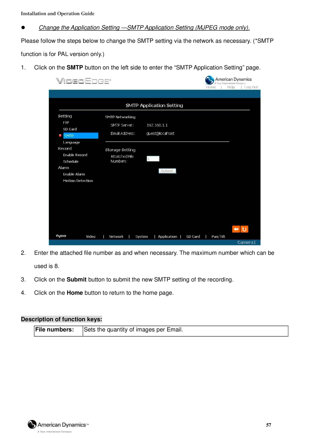 Tyco 8200-2646-00 B0 manual Description of function keys File numbers 