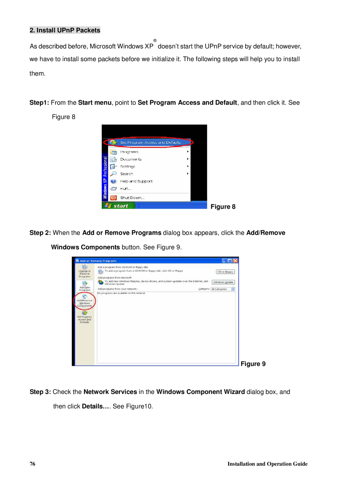 Tyco 8200-2646-00 B0 manual Install UPnP Packets 