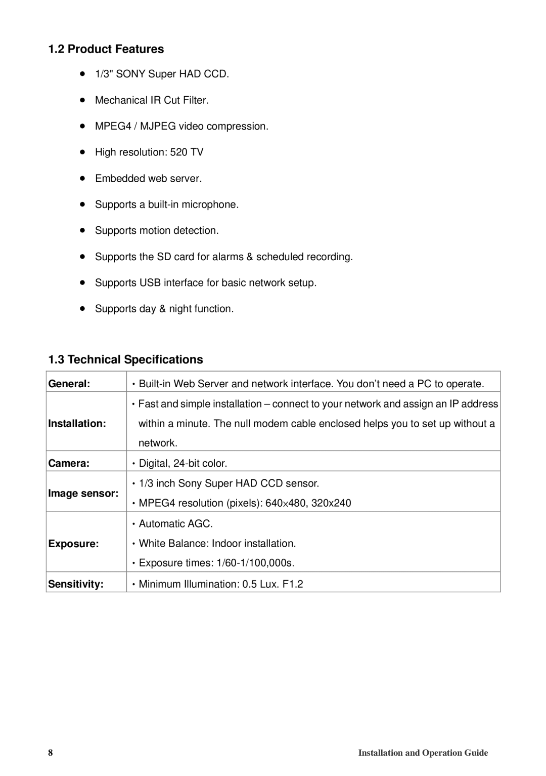 Tyco 8200-2646-00 B0 manual Product Features, Technical Specifications 