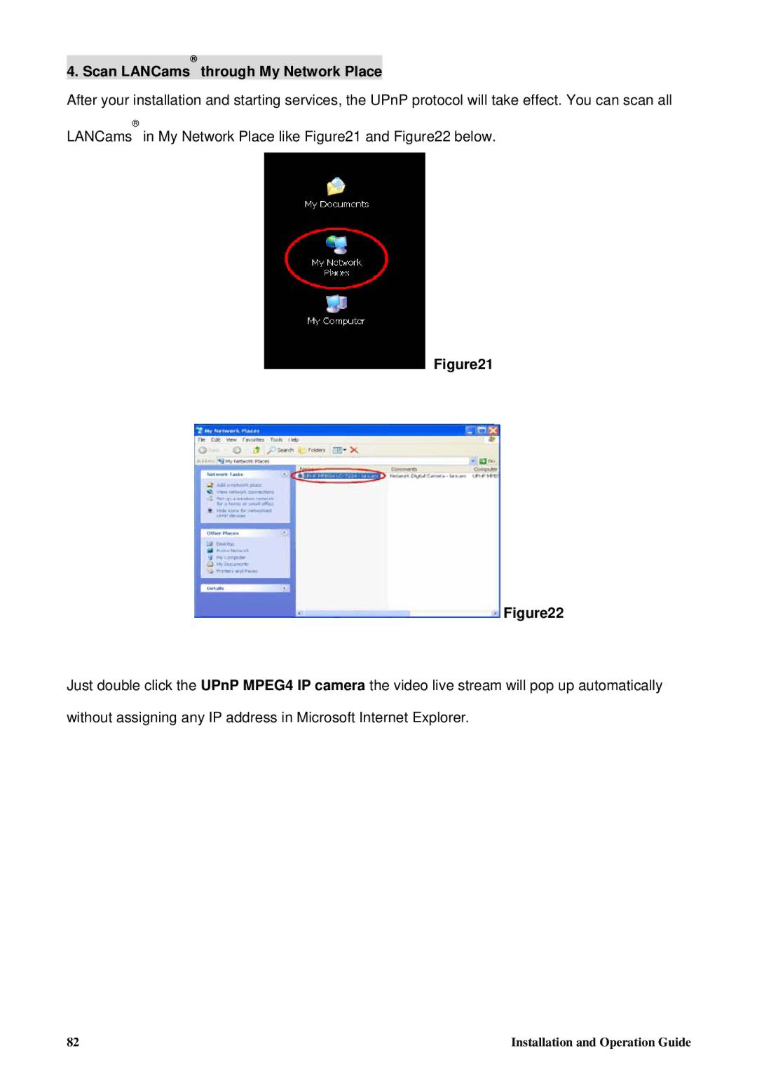 Tyco 8200-2646-00 B0 manual Scan LANCams through My Network Place 