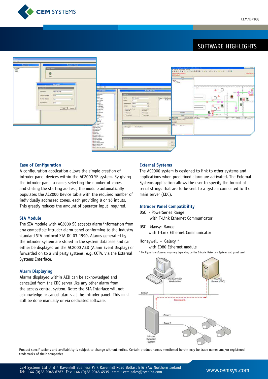 Tyco AC2000 SIA manual Software Highlights 