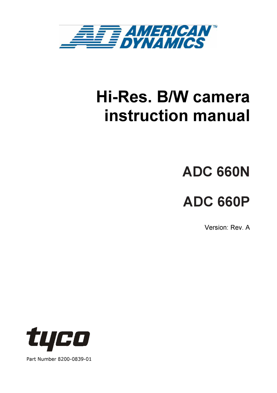 Tyco instruction manual ADC 660N ADC 660P 