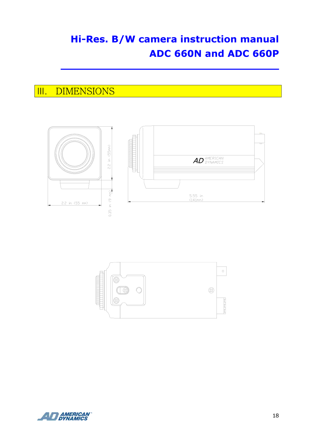 Tyco ADC 660P instruction manual III. Dimensions 