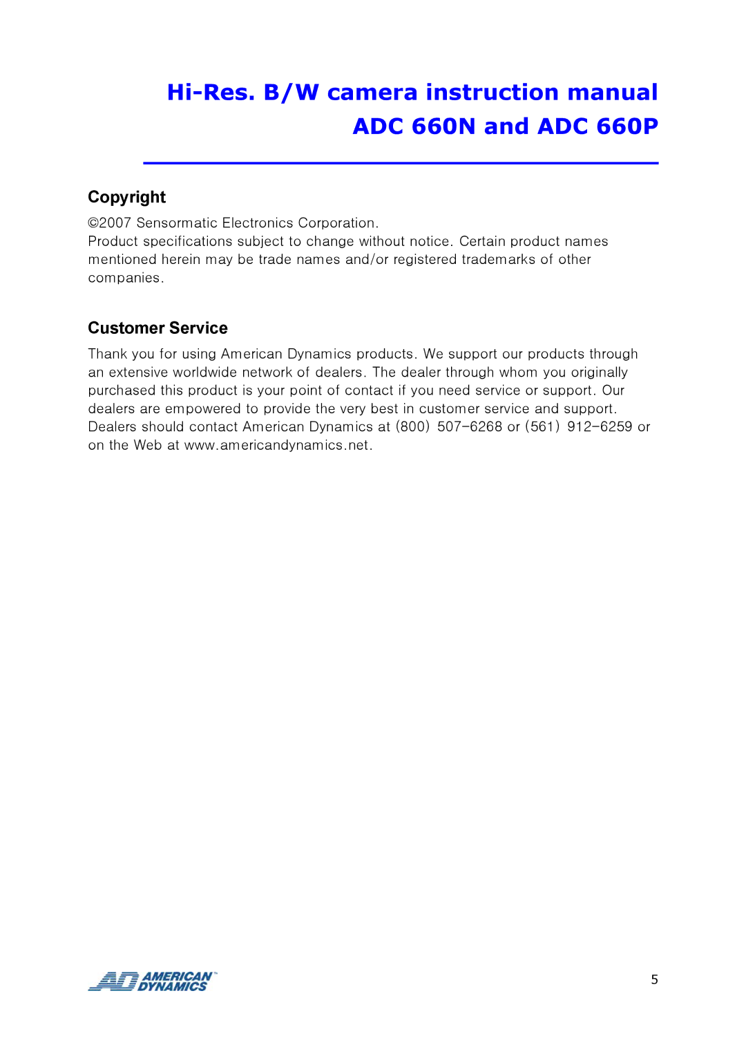 Tyco instruction manual ADC 660N and ADC 660P 