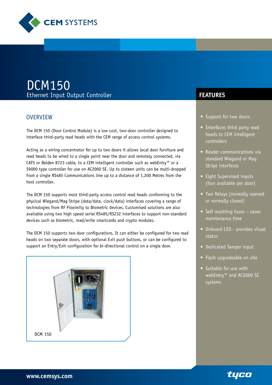 Tyco DCM 150 manual DCM150 