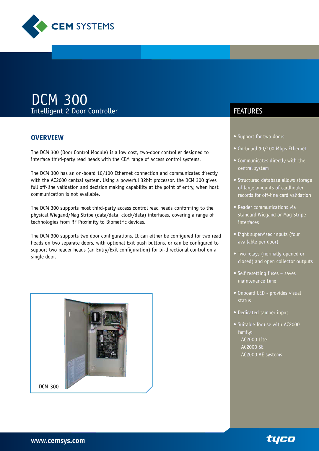 Tyco DCM 300 manual Dcm, Overview 