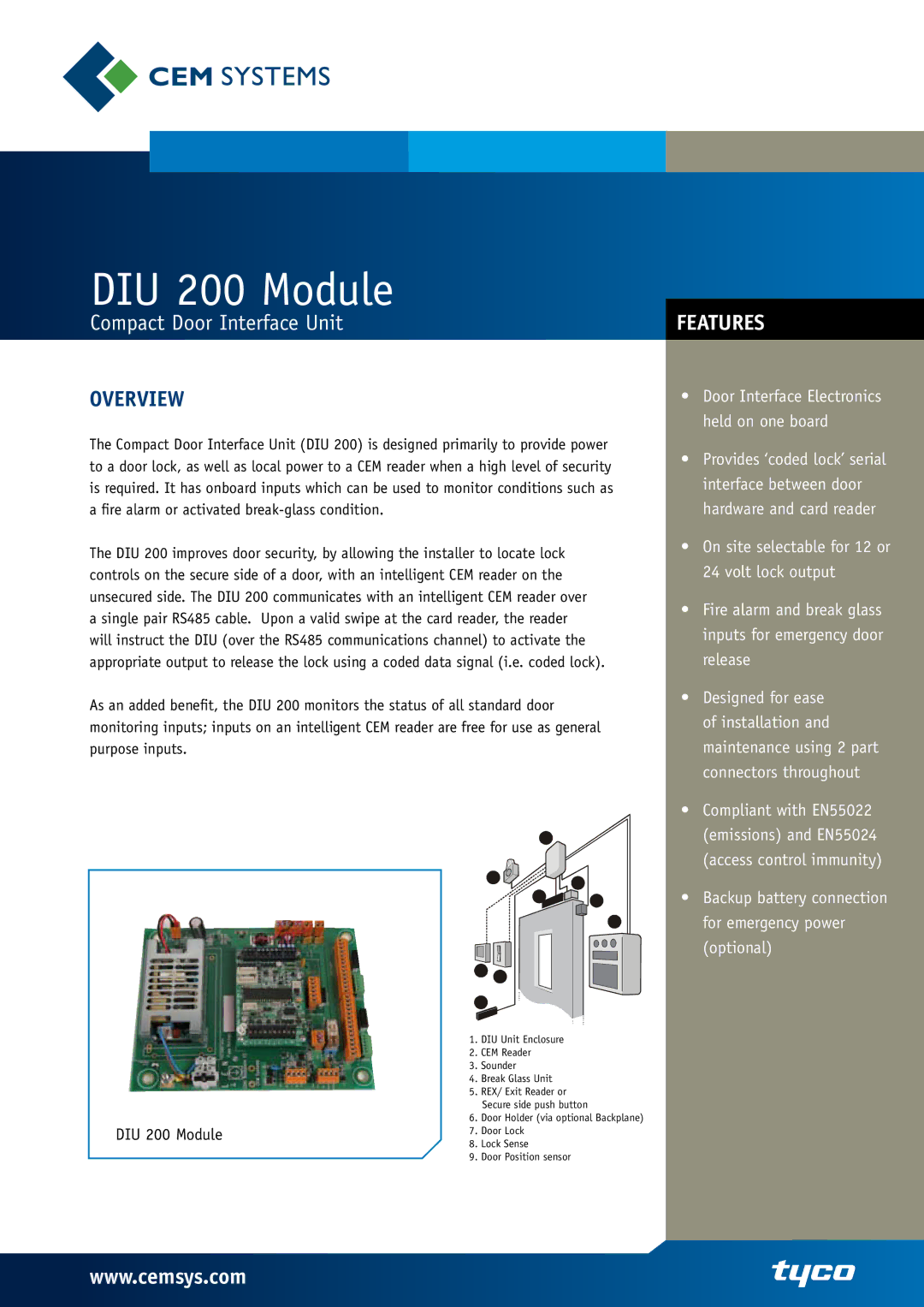 Tyco manual DIU 200 Module, Overview 