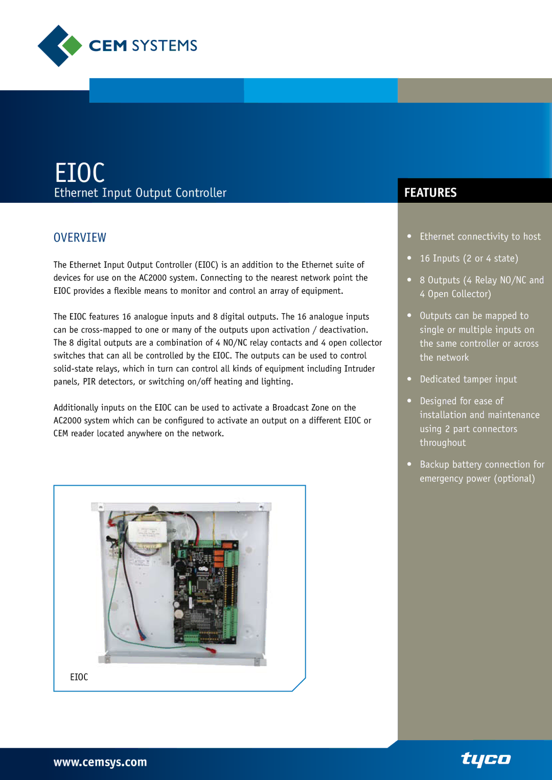 Tyco EIOC manual Eioc 