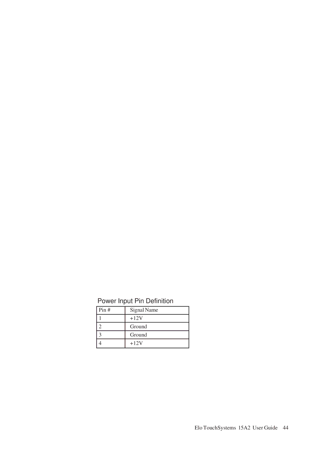 Tyco Electronics 15A2 manual Power Input Pin Definition 