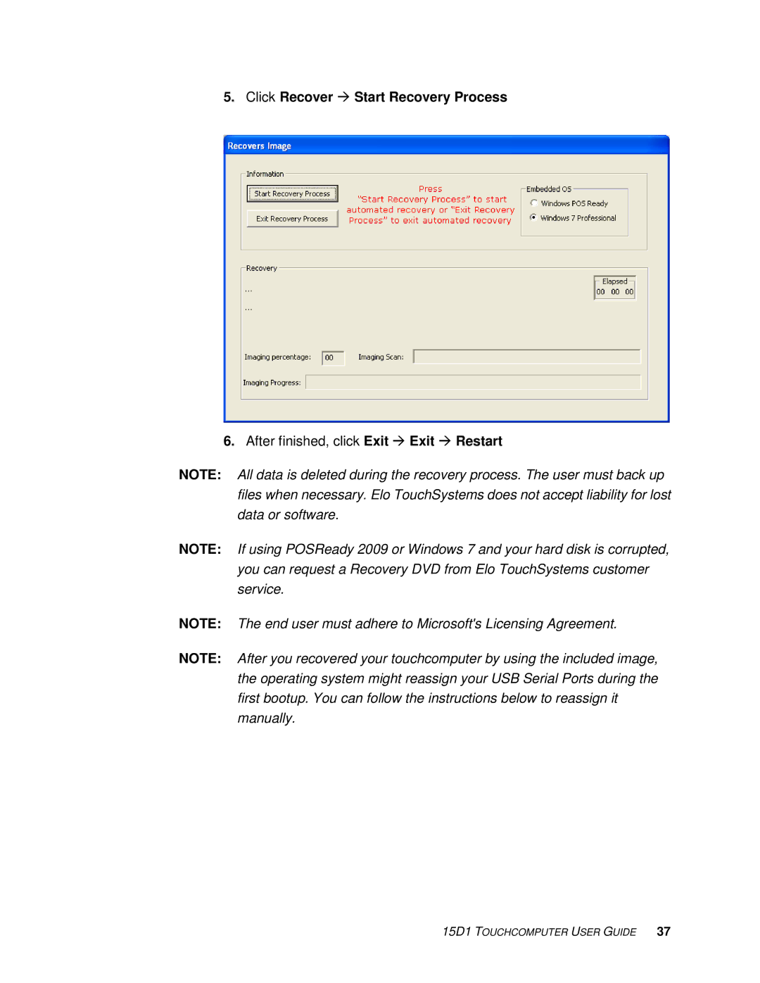 Tyco Electronics 15D1 manual After finished, click Exit Exit Restart 