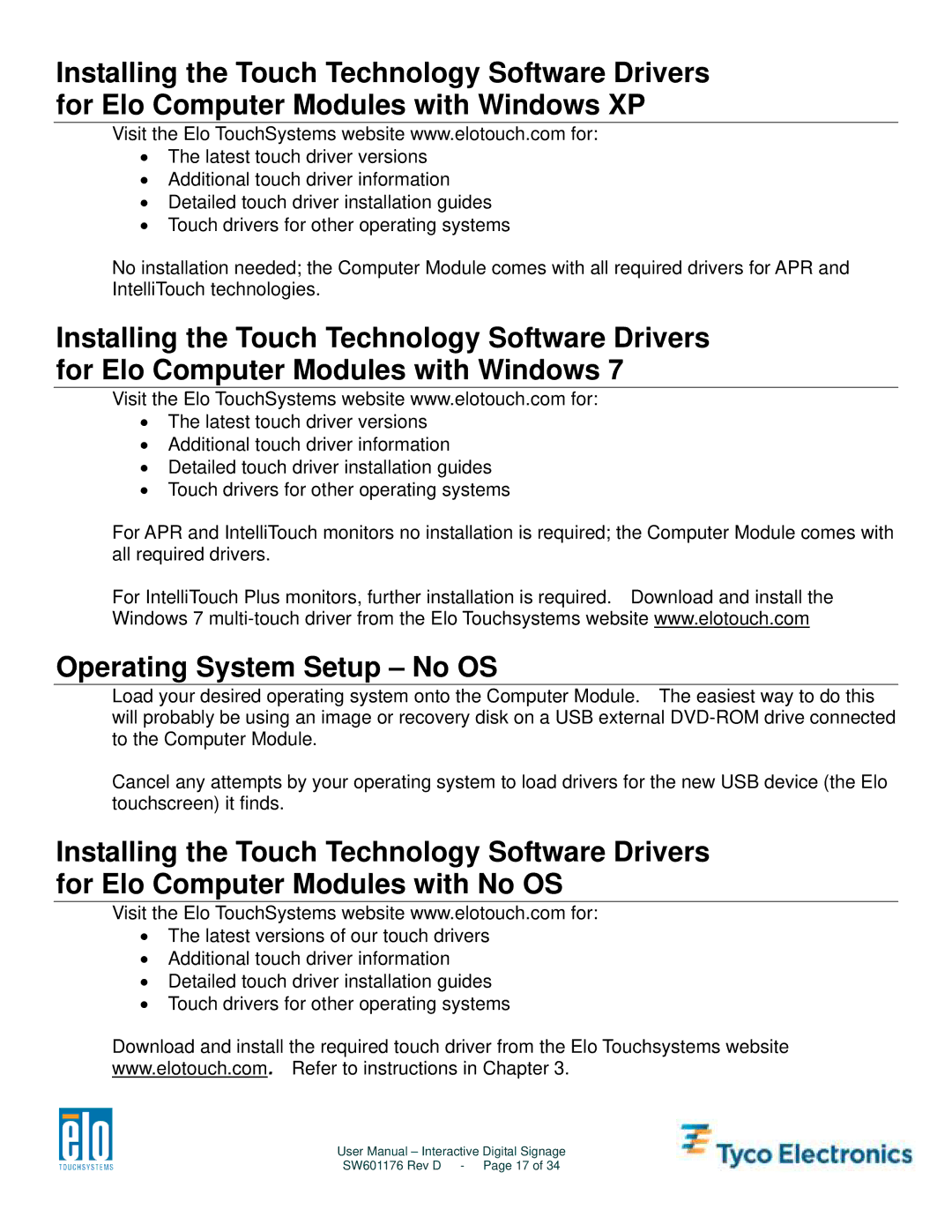 Tyco Electronics 4200L, 5500L, 3200L, 4600L user manual Operating System Setup No OS 