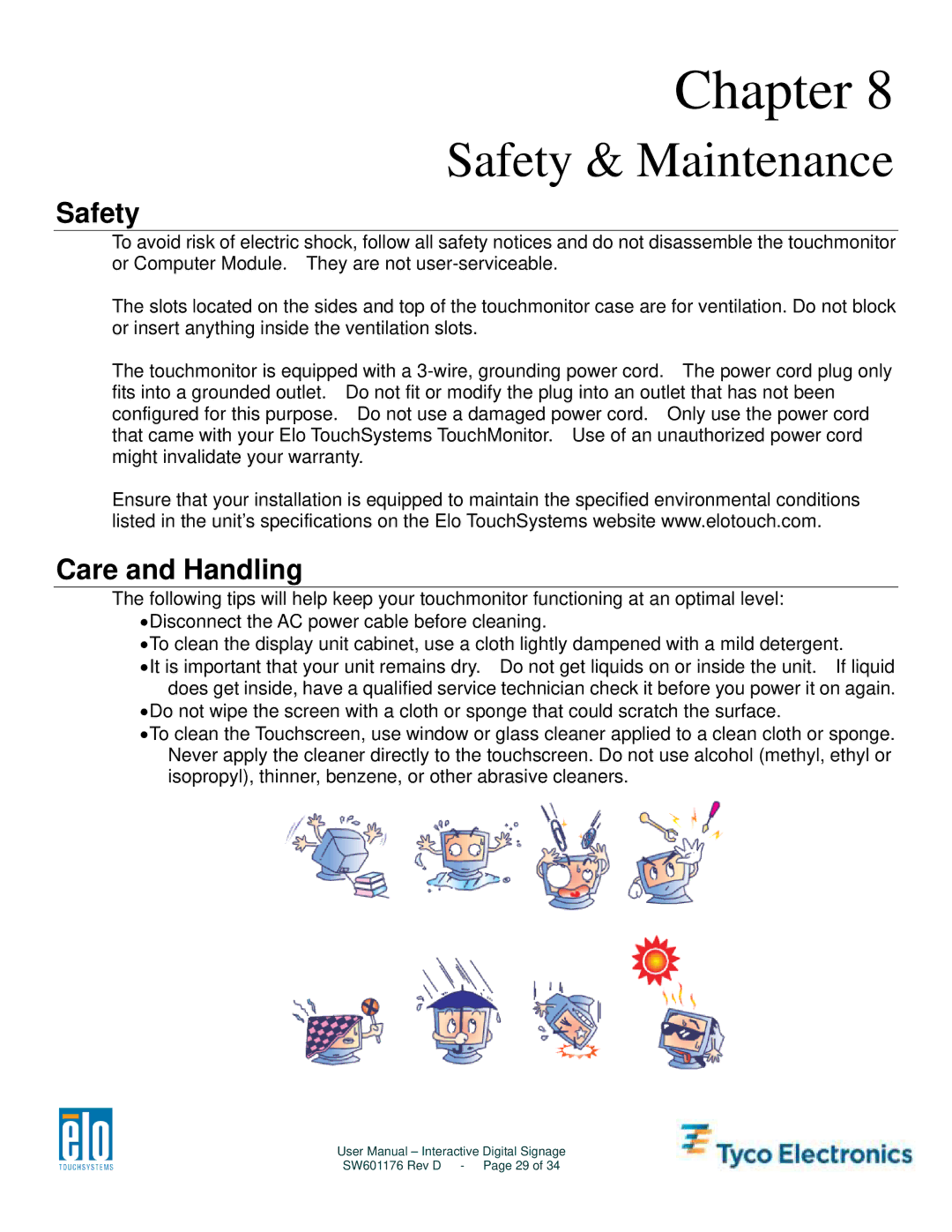 Tyco Electronics 4200L, 5500L, 3200L, 4600L user manual Safety, Care and Handling 