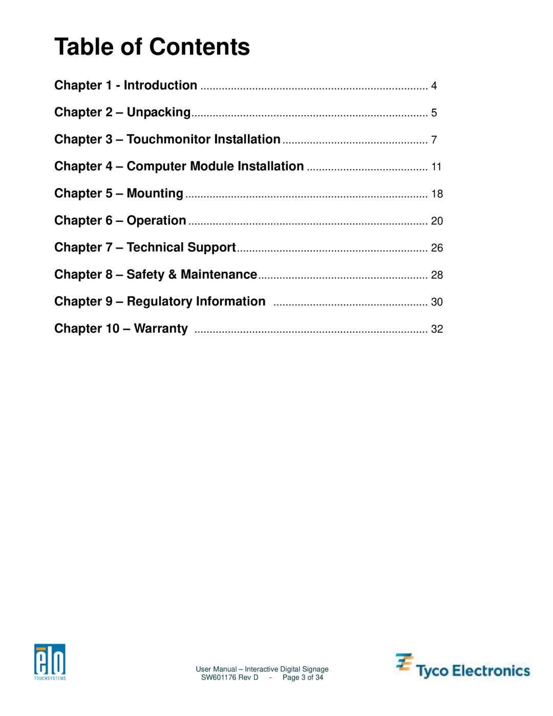 Tyco Electronics 4600L, 5500L, 4200L, 3200L user manual Table of Contents 