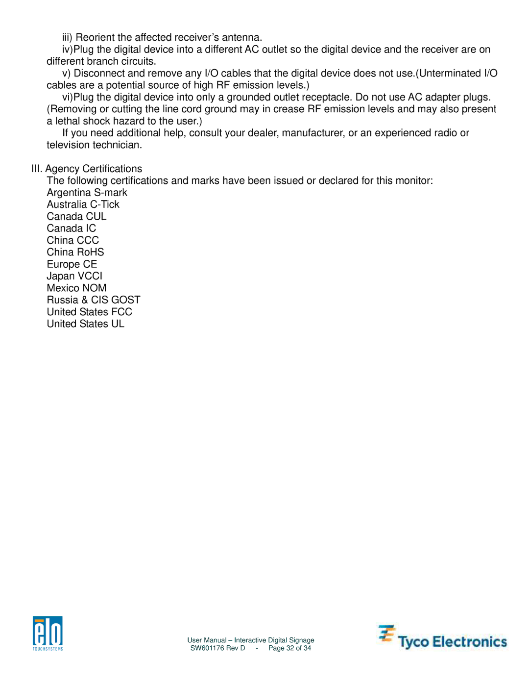 Tyco Electronics 5500L, 4200L, 3200L, 4600L user manual SW601176 Rev D Page 32 