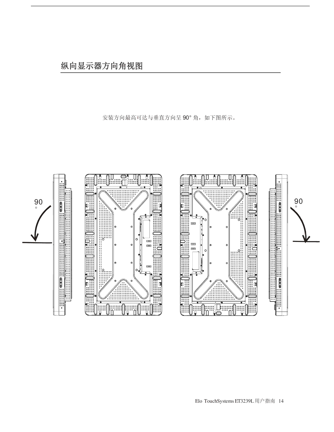 Tyco Electronics E773282 manual 纵向显示器方向角视图 