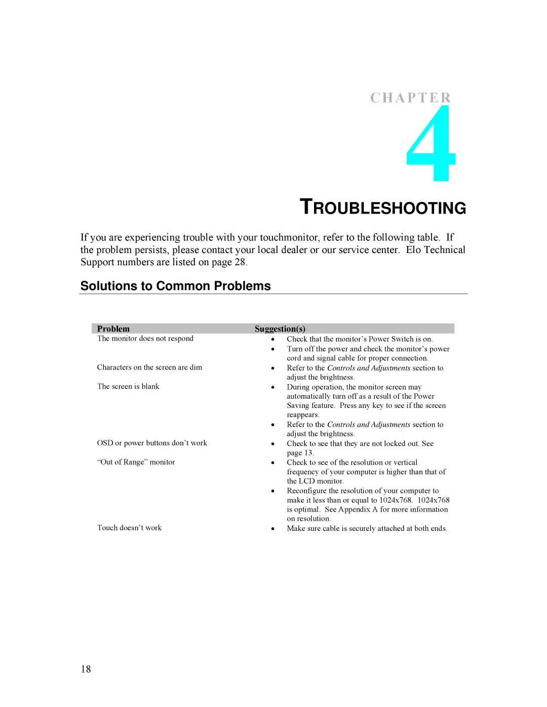 Tyco Electronics ET1528L manual Troubleshooting, Solutions to Common Problems 