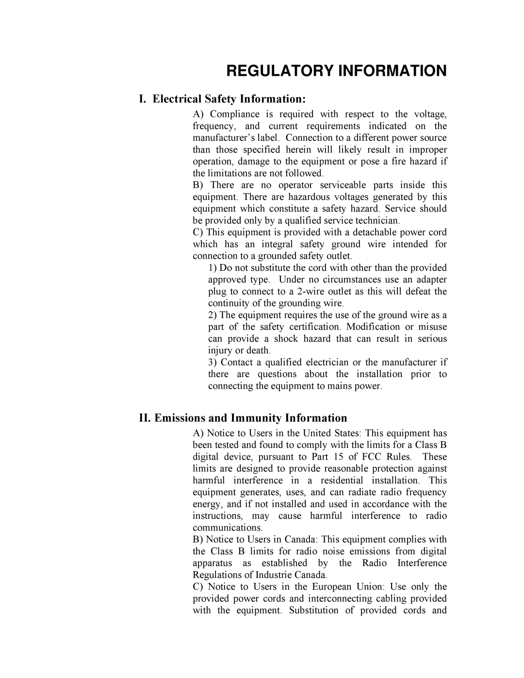 Tyco Electronics ET1528L manual Regulatory Information, Electrical Safety Information 