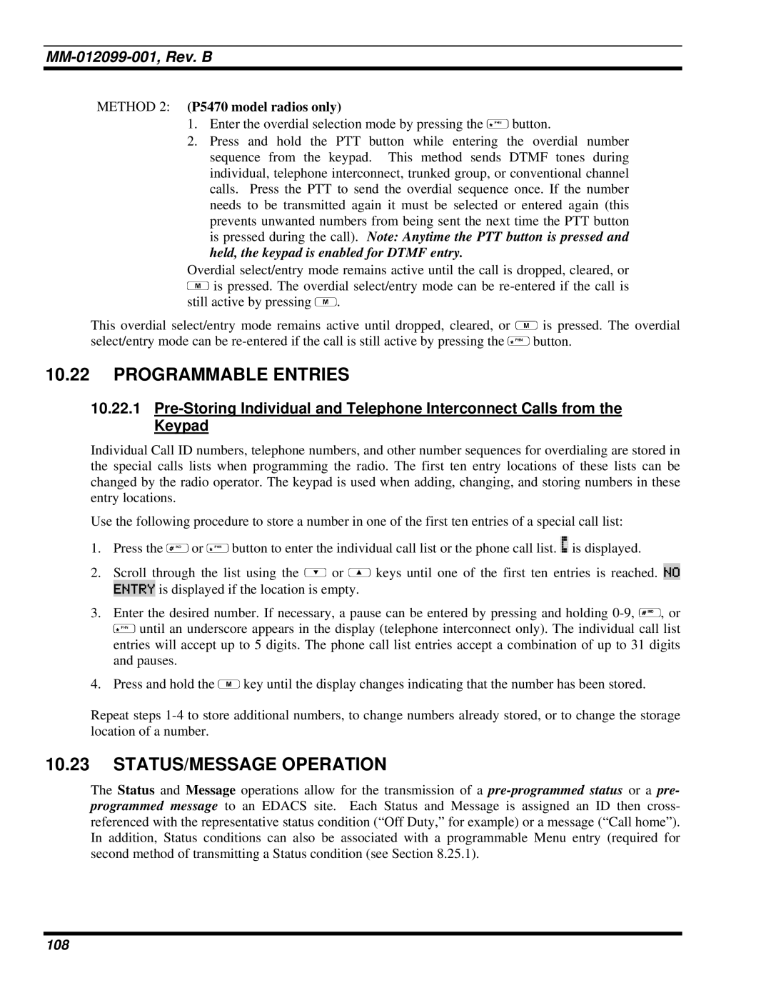 Tyco Electronics P5400 manual 108 