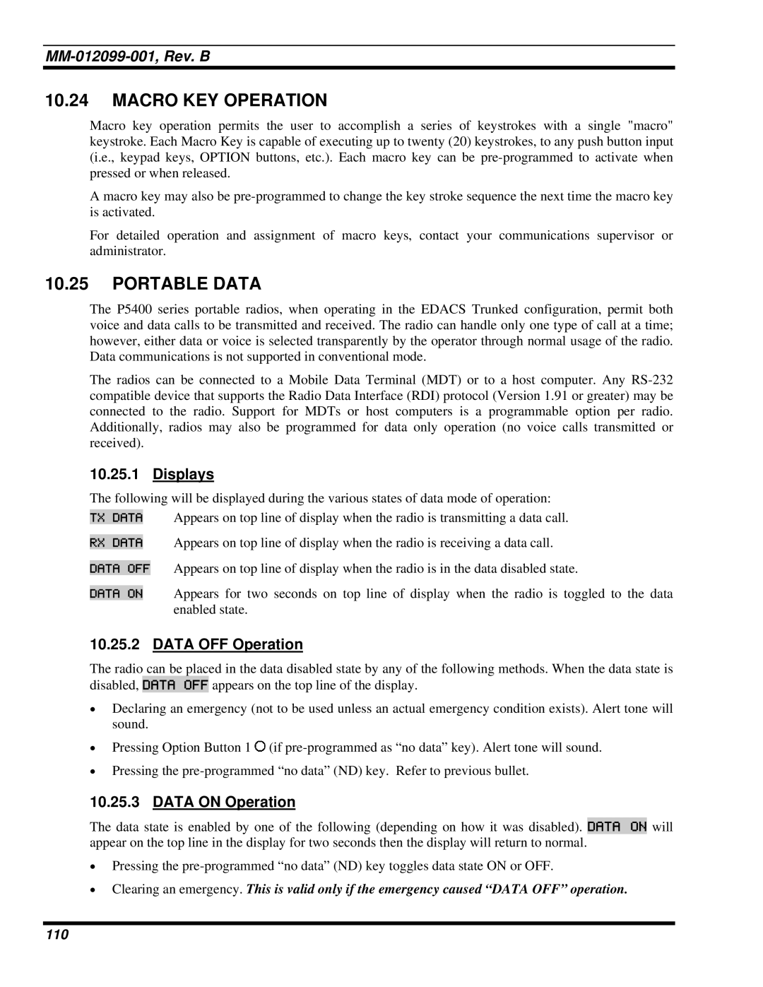 Tyco Electronics P5400 manual 110 