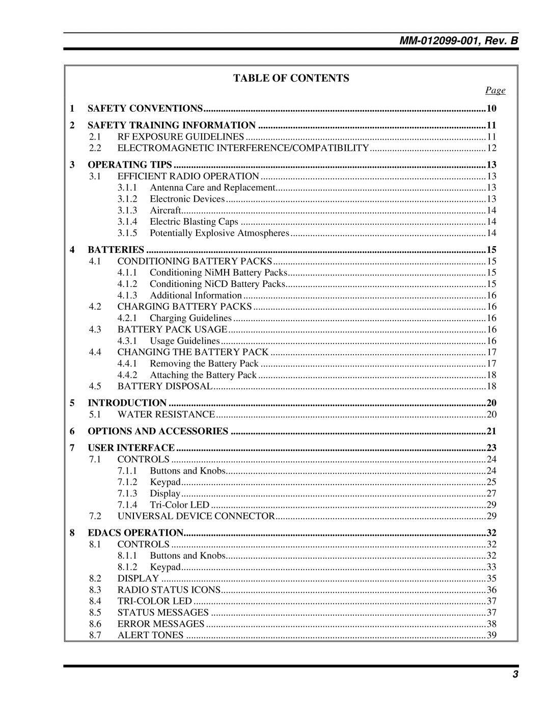 Tyco Electronics P5400 manual Table of Contents 