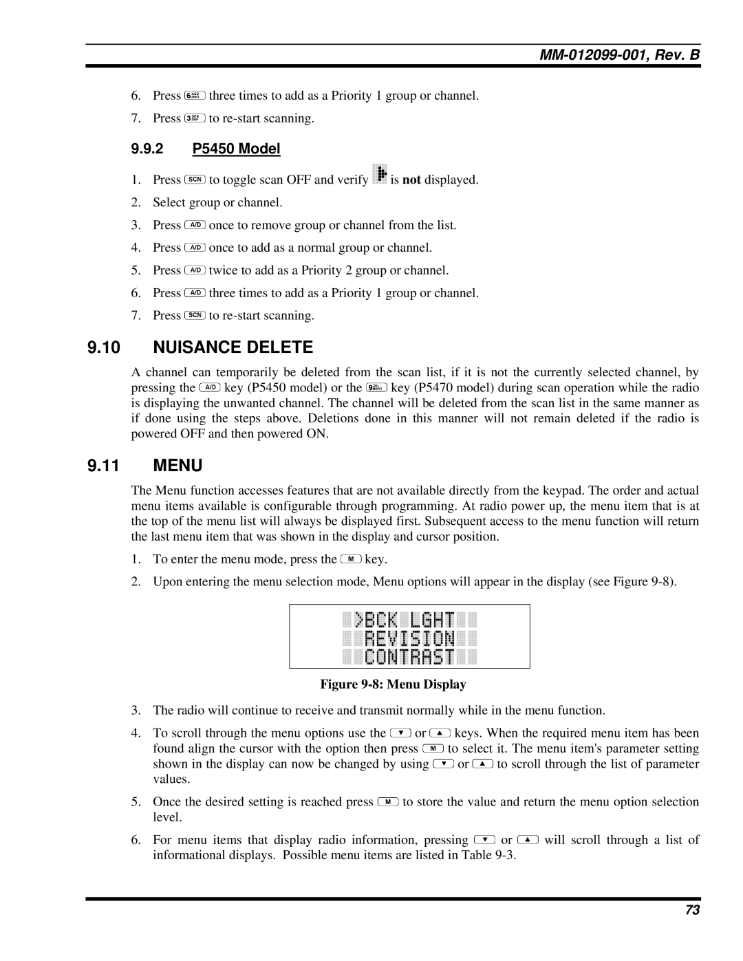 Tyco Electronics P5400 manual Nuisance Delete, 2 P5450 Model 