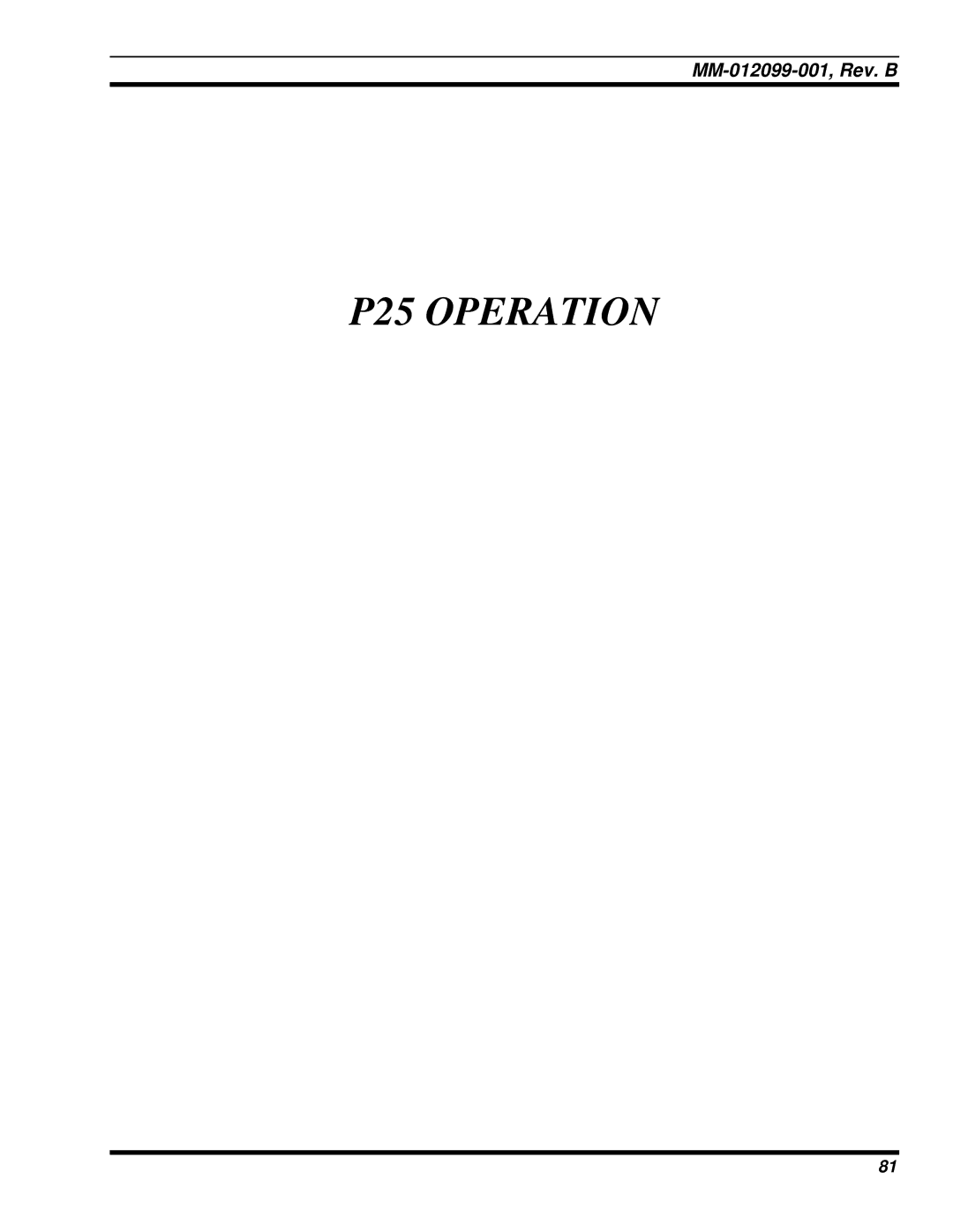 Tyco Electronics P5400 manual P25 Operation 