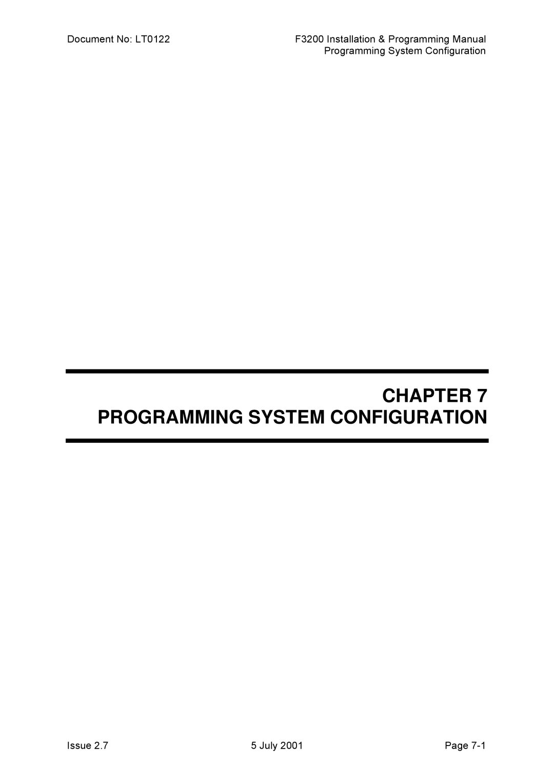 Tyco F3200 manual Programming System Configuration 