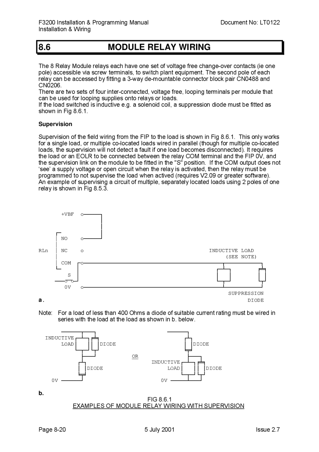 Tyco F3200 manual Examples of Module Relay Wiring with Supervision 