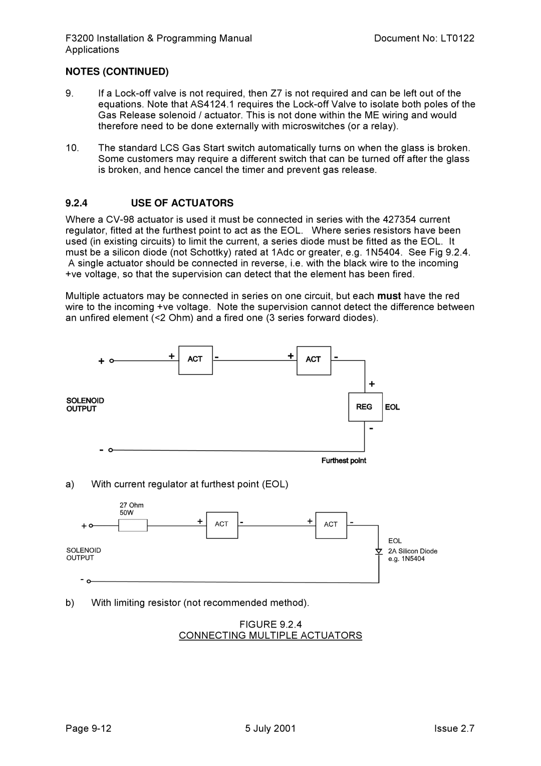 Tyco F3200 manual USE of Actuators, Connecting Multiple Actuators 