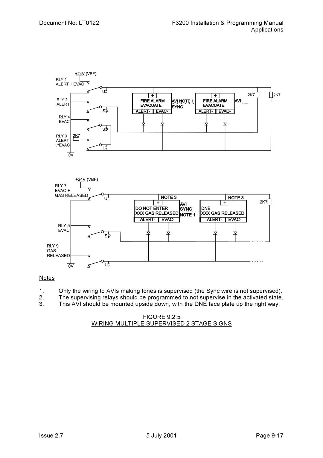 Tyco F3200 manual Wiring Multiple Supervised 2 Stage Signs 