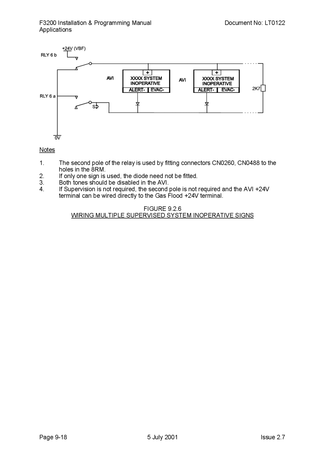 Tyco F3200 manual Wiring Multiple Supervised System Inoperative Signs 