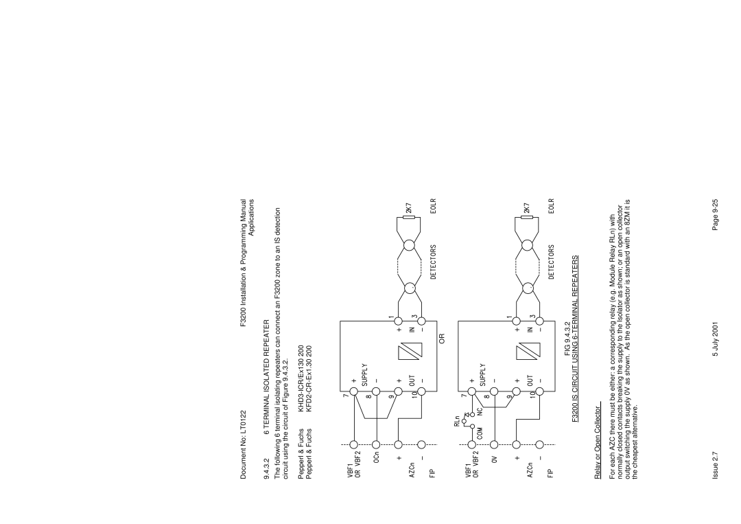 Tyco manual 3.2 6 Terminal Isolated Repeater, F3200 is Circuit Using 6-TERMINAL Repeaters, Relay or Open Collector 