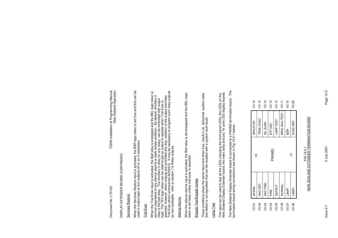 Tyco F3200 manual Display Extender Board, NEW Zealand Extender Termination Board 