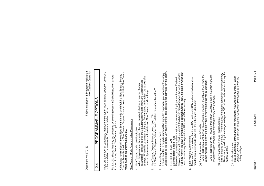 Tyco F3200 manual Programmable Options 