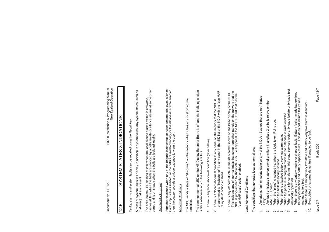 Tyco F3200 manual System States & Indications 