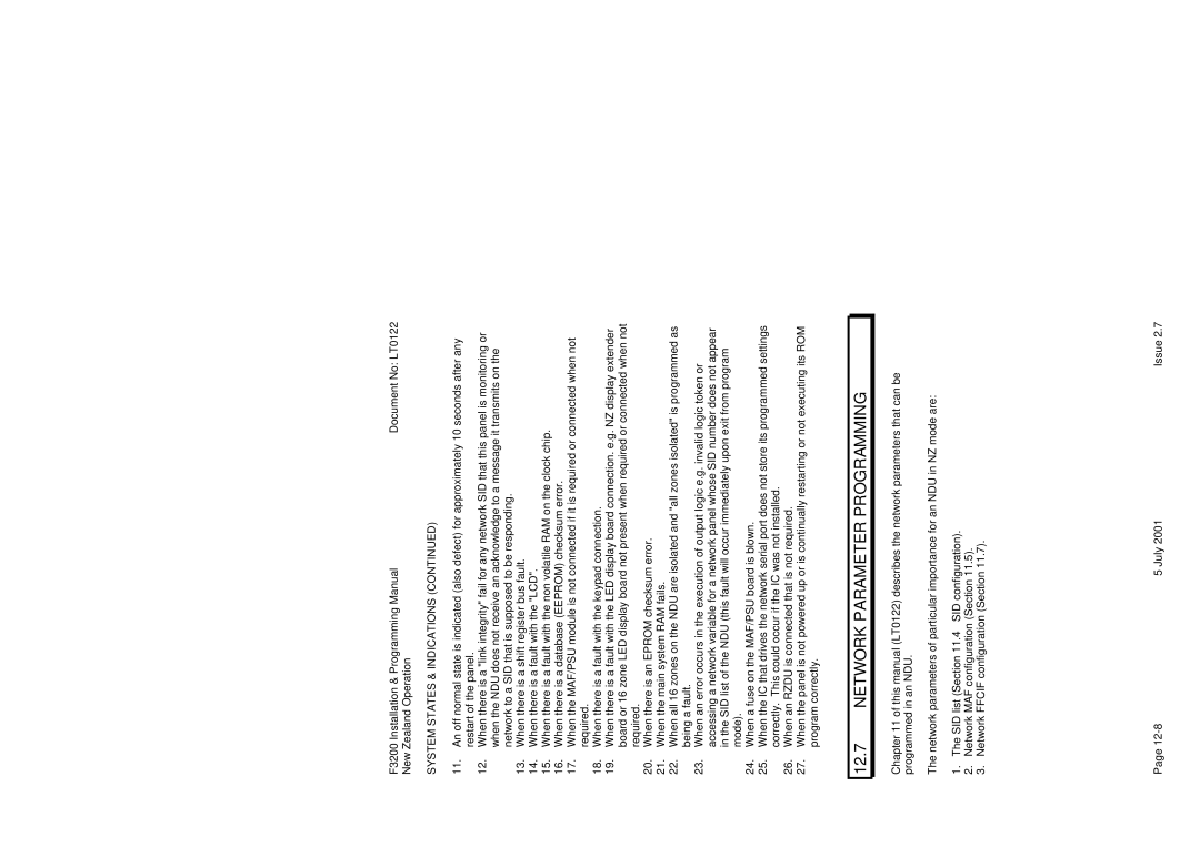 Tyco F3200 manual Network Parameter Programming, System States & Indications 