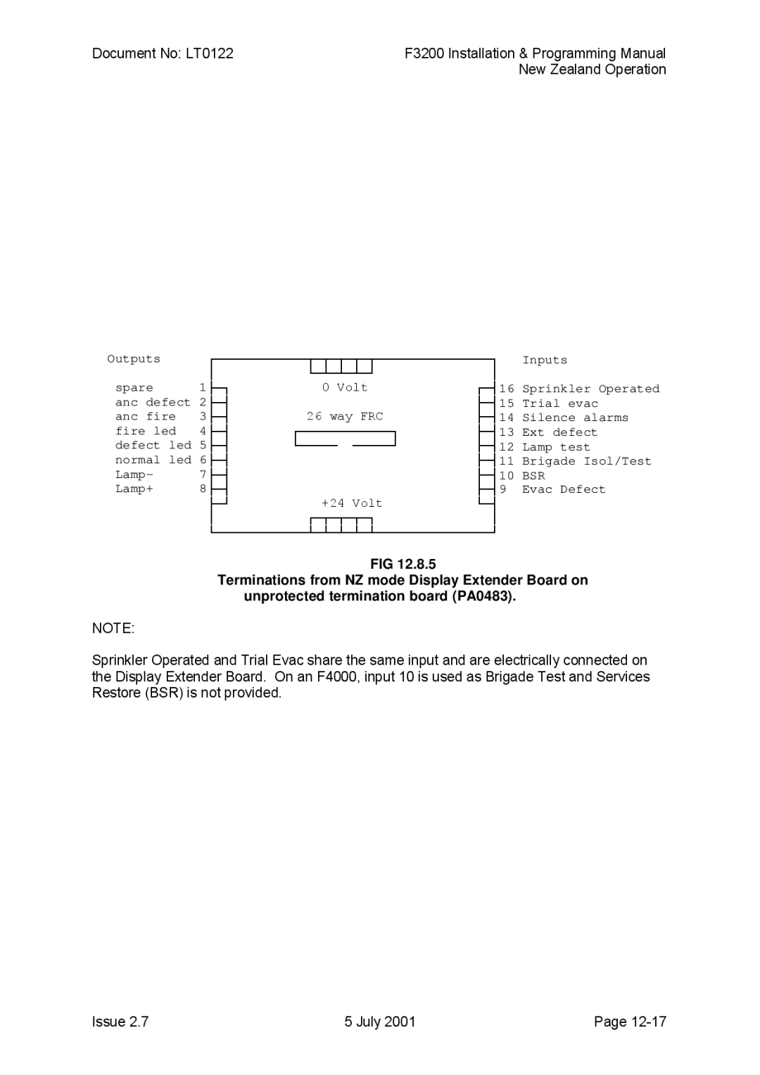 Tyco F3200 manual Bsr 