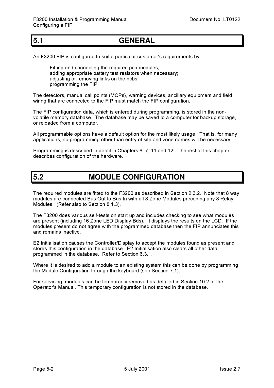 Tyco F3200 manual 1GENERAL, Module Configuration 