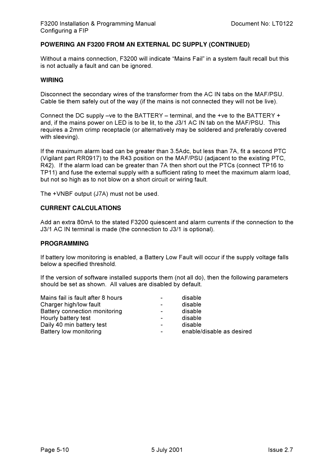 Tyco F3200 manual Wiring, Current Calculations, Programming 