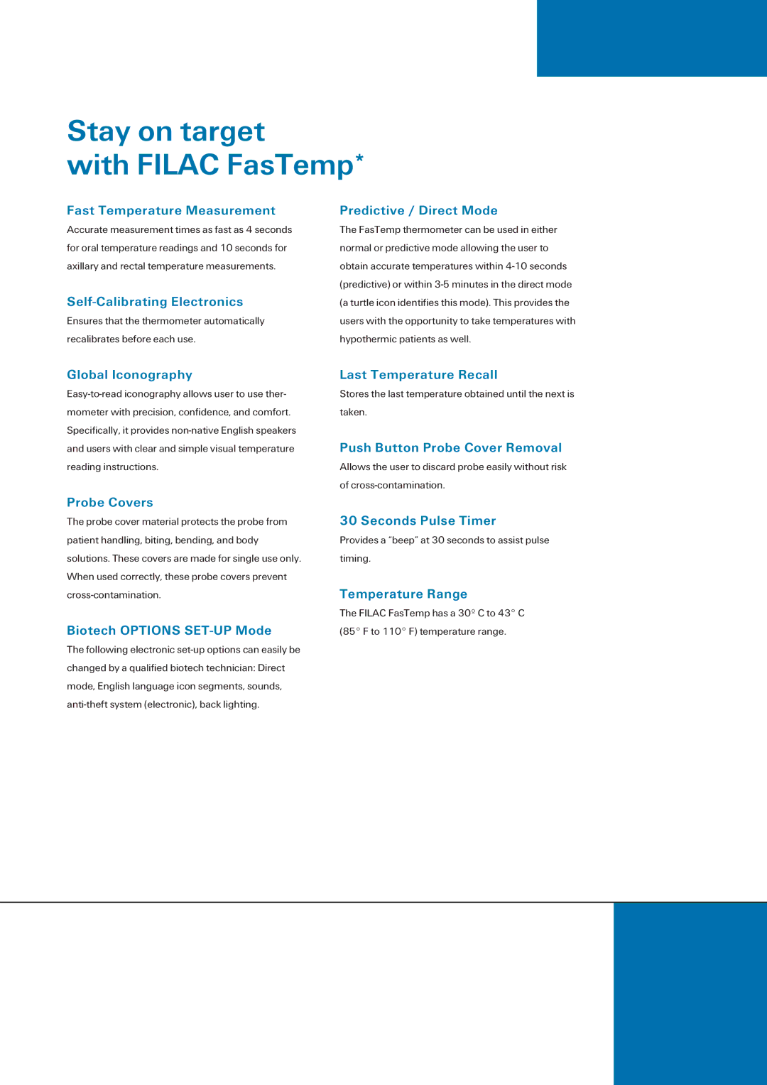 Tyco FILAC manual Stay on target With Filac FasTemp 