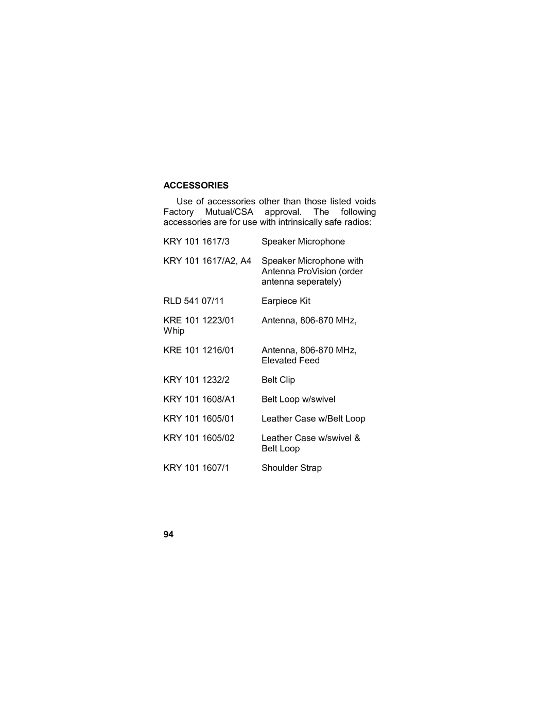 Tyco LPE-200 manual Accessories 