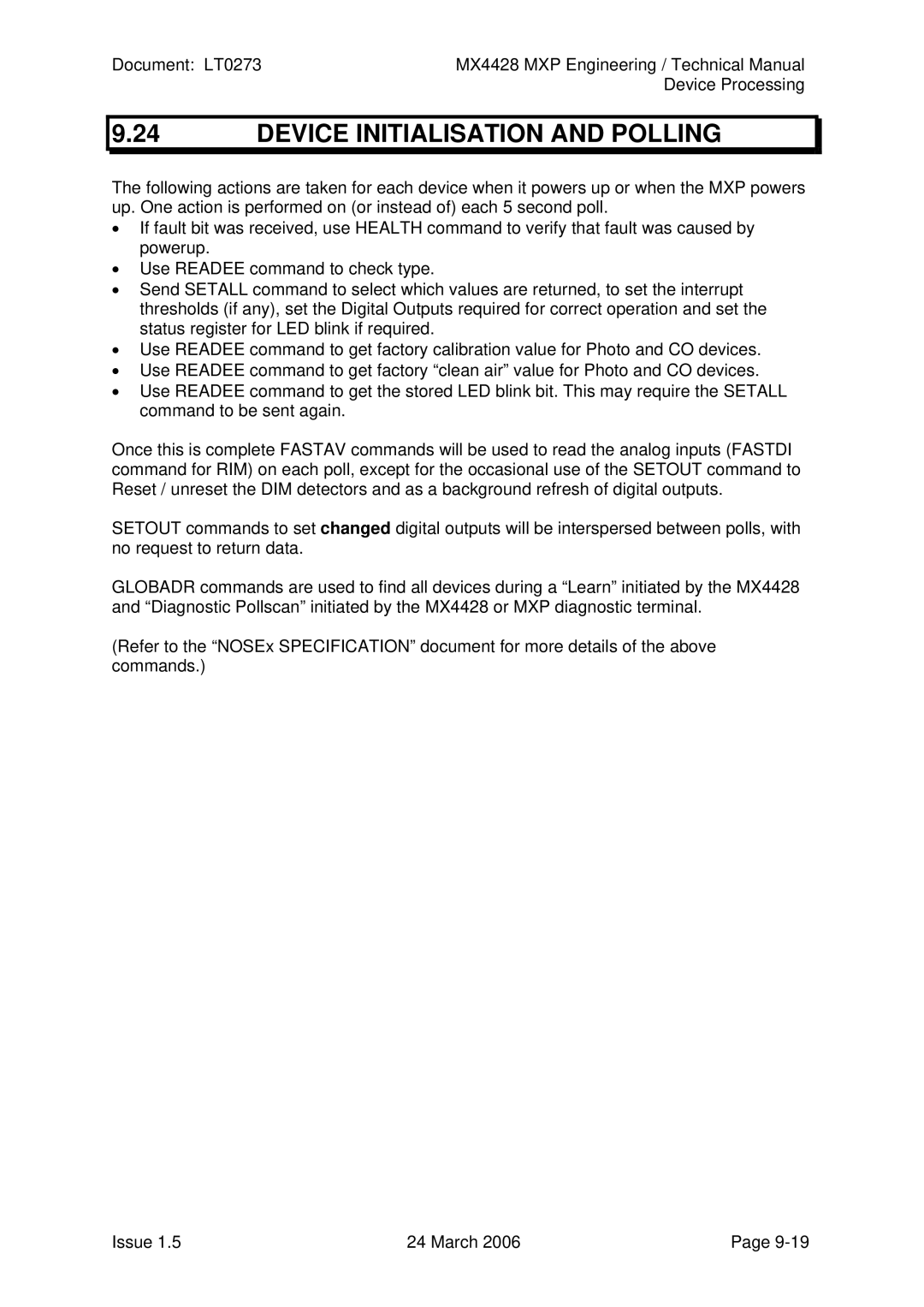 Tyco MX4428 technical manual Device Initialisation and Polling 