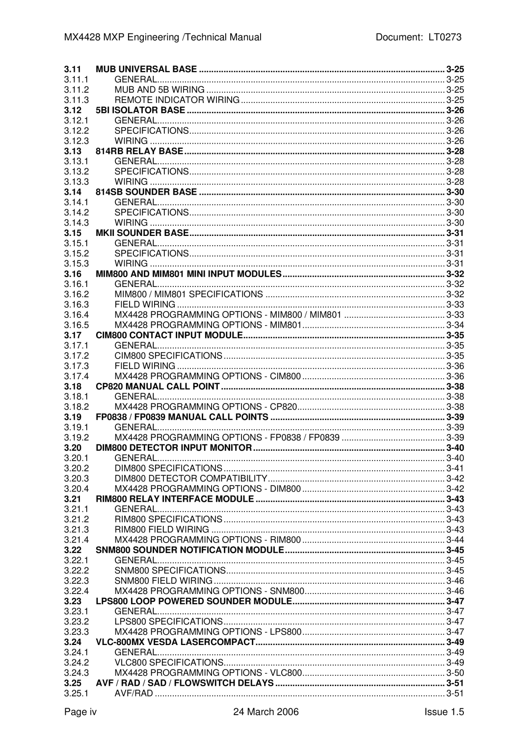 Tyco MX4428 technical manual 11.1 