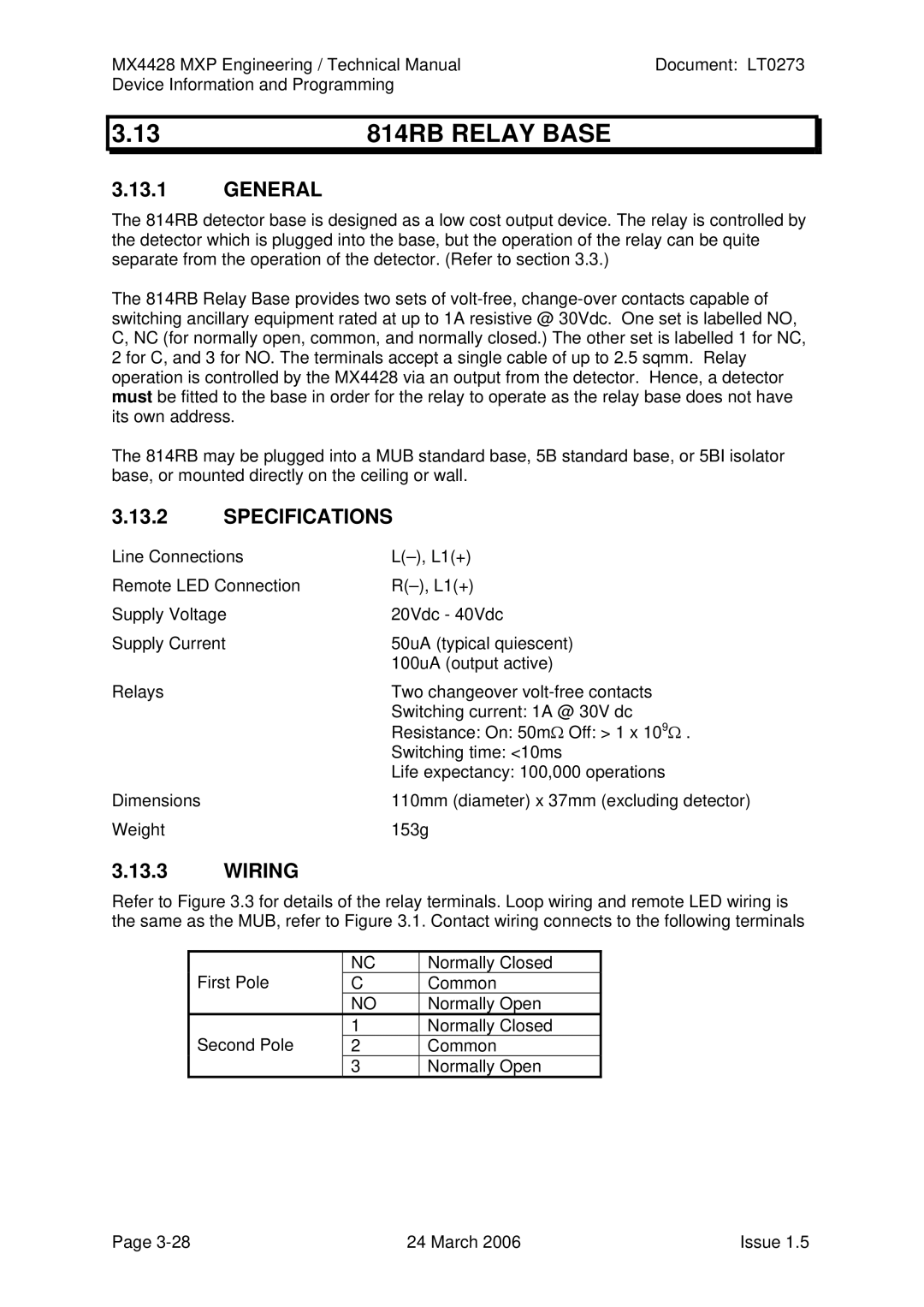 Tyco MX4428 technical manual 814RB Relay Base 